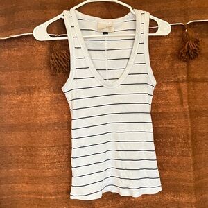 Universal Thread White and Black Striped Ribbed Tank Top